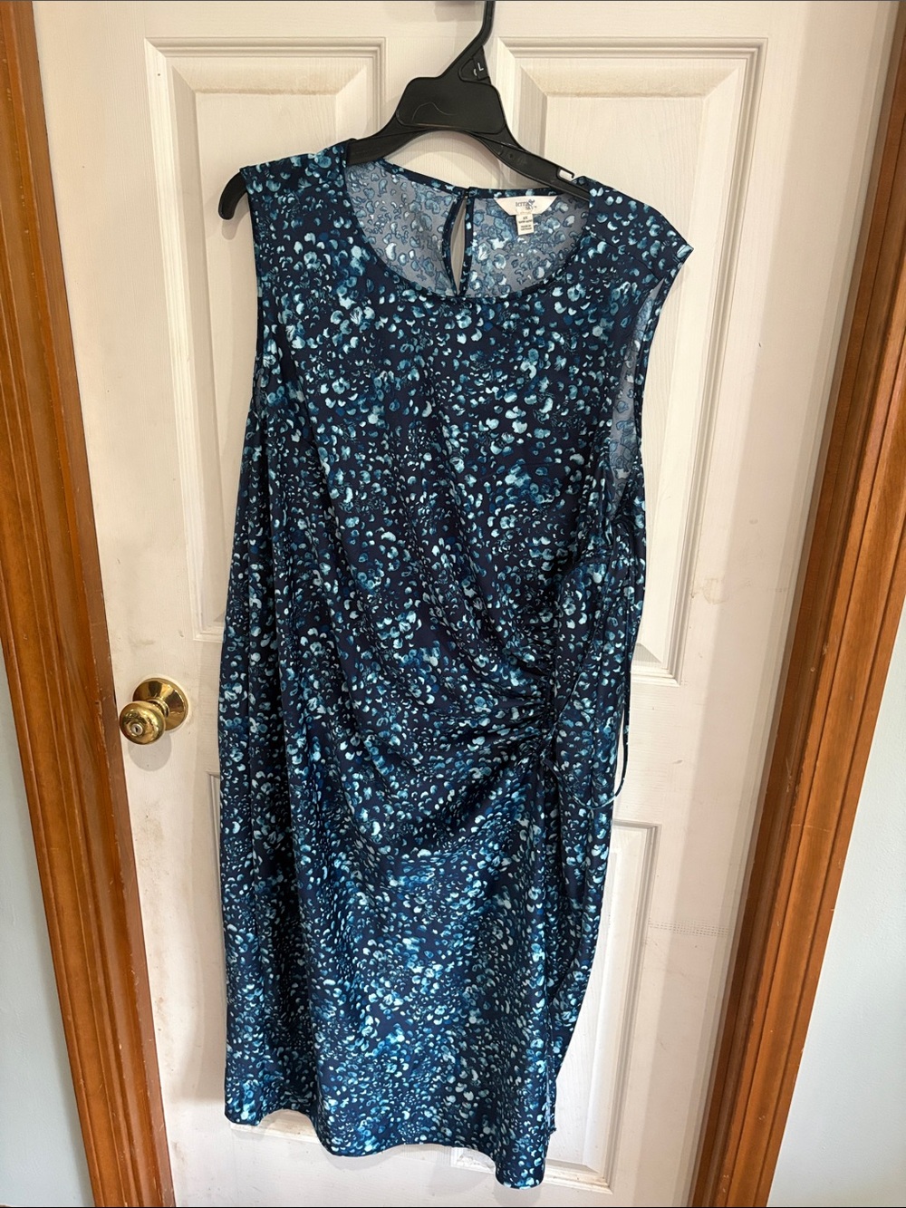 Terra & Sky Navy and Aqua Patterned Midi Dress